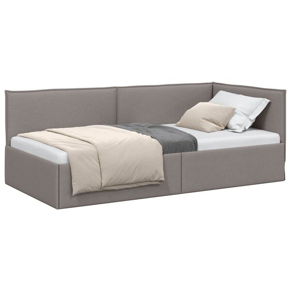 vidaXL Hoekbedframe met hoofdeinde Taupe 100 cm x 200 cm Fluweel