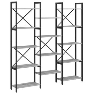 vidaXL Boekenkast 156 x 25 x 167 cm Bewerkt hout Grijs sonoma