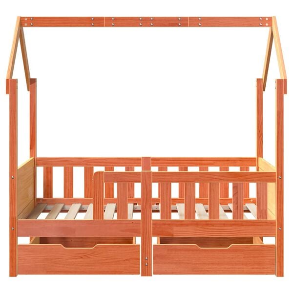 vidaXL Kinderbedframe met lades 70x140 cm massief grenenhout