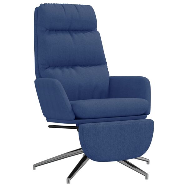 vidaXL Relaxstoel met voetensteun stof blauw