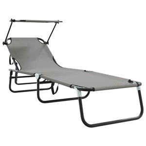 vidaXL Opvouwbare zonnebed Grijs 190 x 57 x 81 cm oxford
