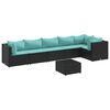 vidaXL 7-delige Loungeset met kussens poly rattan zwart