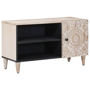 vidaXL TV-kast met plank Wit 80 x 31,5 x 46 cm Massief Mango Hout