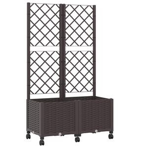 vidaXL Tuinplantbak met schutting en wielen Bruin 80 x 40 x 146 cm PP