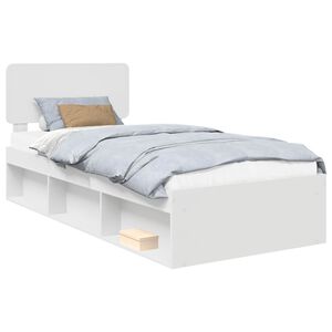 vidaXL Bedframe met hoofdeinde Wit 75 x 190 cm Massief grenenhout
