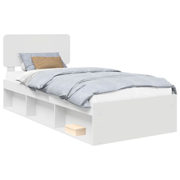 vidaXL Bedframe met hoofdeinde Wit 75 x 190 cm Massief grenenhout
