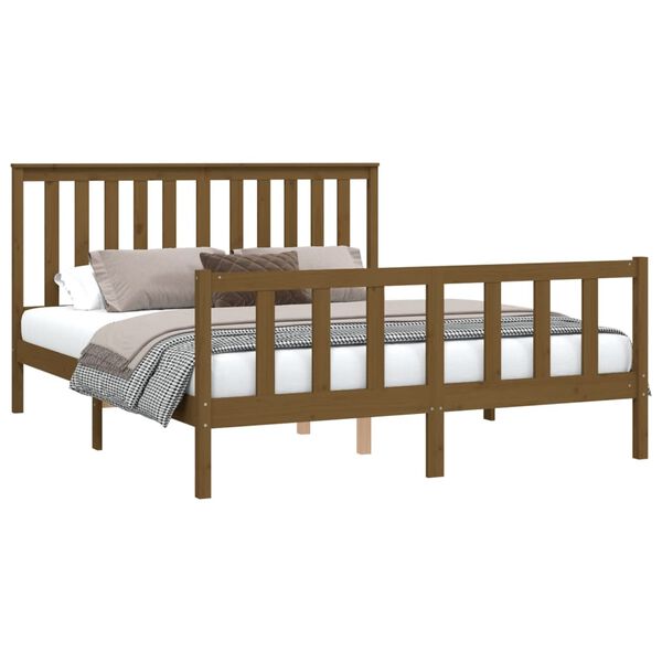 vidaXL Bedframe met hoofdbord grenenhout honingbruin 160x200 cm