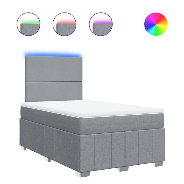 vidaXL Boxspring met matras stof lichtgrijs 120x190 cm