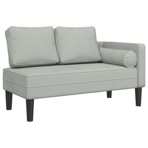 vidaXL Chaise longue met kussens fluweel lichtgrijs
