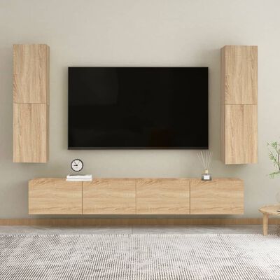 vidaXL Tv-meubel 30,5x30x110 cm bewerkt hout sonoma eikenkleurig