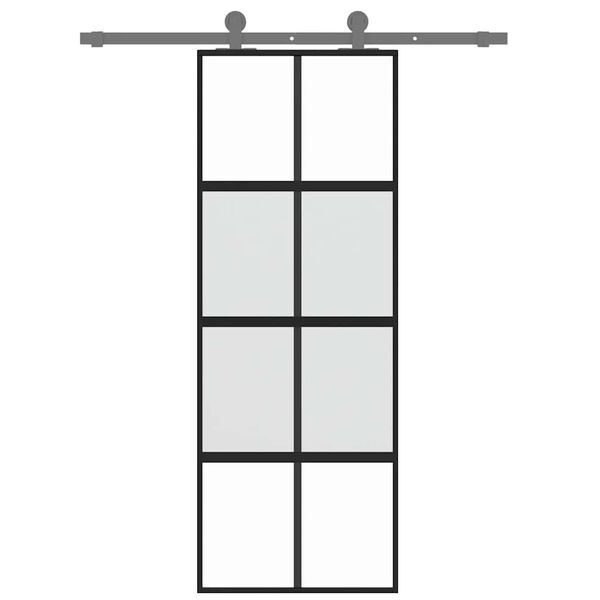 vidaXL Schuifdeur 76x205 cm gehard glas en aluminium zwart