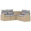 vidaXL Bankstel 5 st Beige en Licht Grijs Poly Rattan en Staal