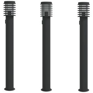 vidaXL Buitenvloerlampen 3 st stopcontact 110 cm roestvrijstaal zwart