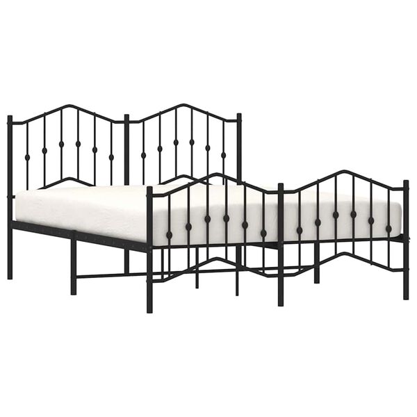 vidaXL Bedframe met hoofd- en voeteneinde metaal zwart 135x190 cm