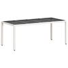 vidaXL Tuintafel met glazen blad 190x90x75 cm poly rattan wit