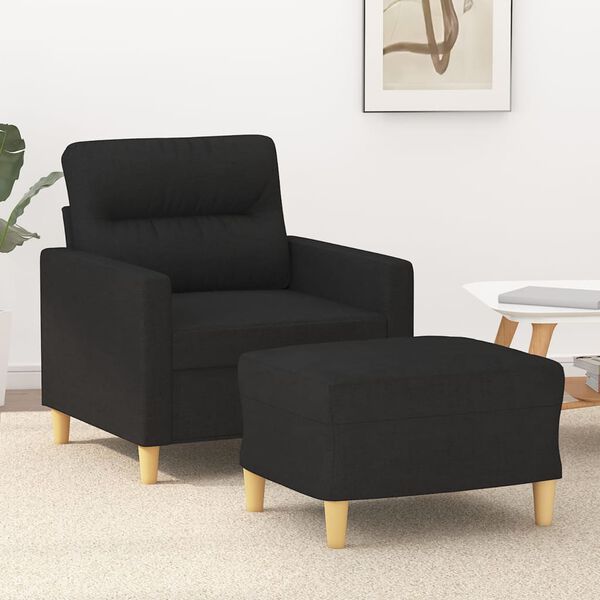 vidaXL Fauteuil met voetenbank 60 cm stof zwart