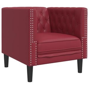 vidaXL Fauteuil Chesterfield-stijl kunstleer wijnrood