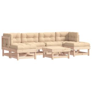 vidaXL 7-delige Loungeset met kussens massief teak