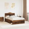 vidaXL Bedframe met hoofdeinde Oudhout 120 x 190 cm Massief grenenhout