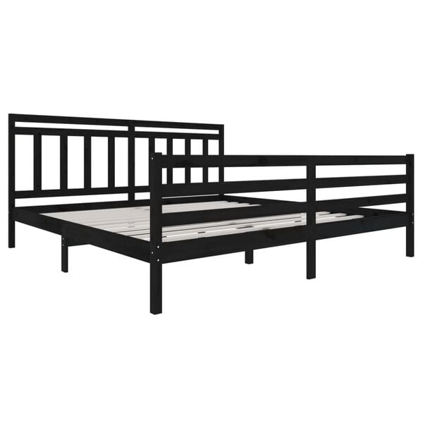 vidaXL Bedframe massief hout zwart 200x200 cm