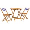 vidaXL 3-delige Bistroset stof en massief hout blauw en wit