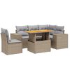 vidaXL 6-delige Loungeset met kussens poly rattan beige