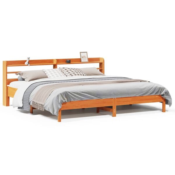 vidaXL Bedframe zonder matras massief grenenhout wasbruin 200x200 cm