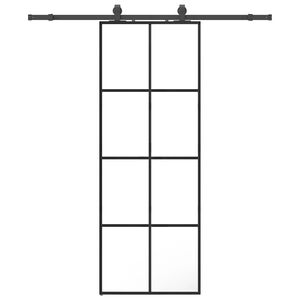 vidaXL Schuifdeur met beslagset 76x205 cm ESG glas zwart