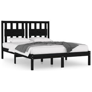 vidaXL Bedframe massief grenenhout zwart 140x190 cm