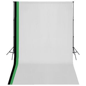 vidaXL Fotostudioset met 3 katoenen achtergronden en frame 3x5 m