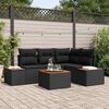 vidaXL Tuinbankenset met kussen met opslag 4 pcs Zwart Polyrattan