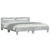 vidaXL Bedframe met hoofdeinde en LED-licht betongrijs 160x200 cm