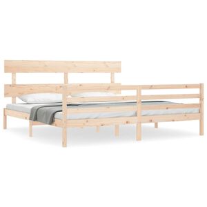 vidaXL Bedframe met hoofdbord massief hout