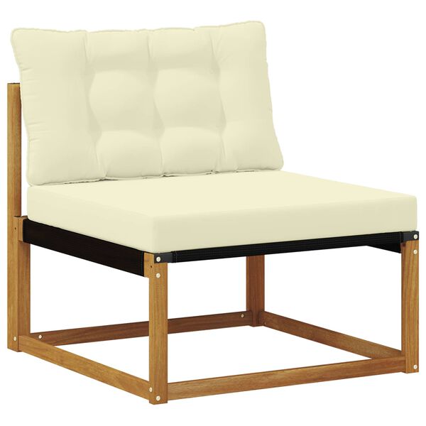 vidaXL Buiten bankenset met kussen 3 pcs Natuurlijk en Cr&egrave;me