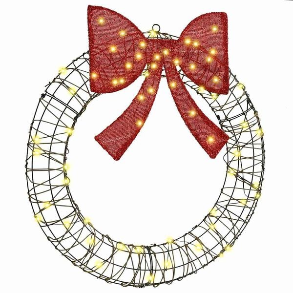 vidaXL Krans met 60 LED Warmwit 75 cm Rattan