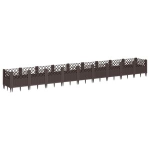 vidaXL Plantenbak met pinnen 363,5x43,5x43,5 cm polypropeen bruin