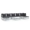 vidaXL 8-delige Loungeset met kussens staal wit