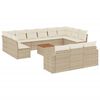 vidaXL 14-delige Loungeset met kussens poly rattan beige