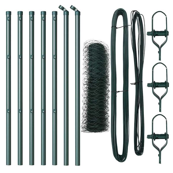 vidaXL Afrasteringspaal Groen 10 x 0,8 m (50 mm gaas) Staal en PVC