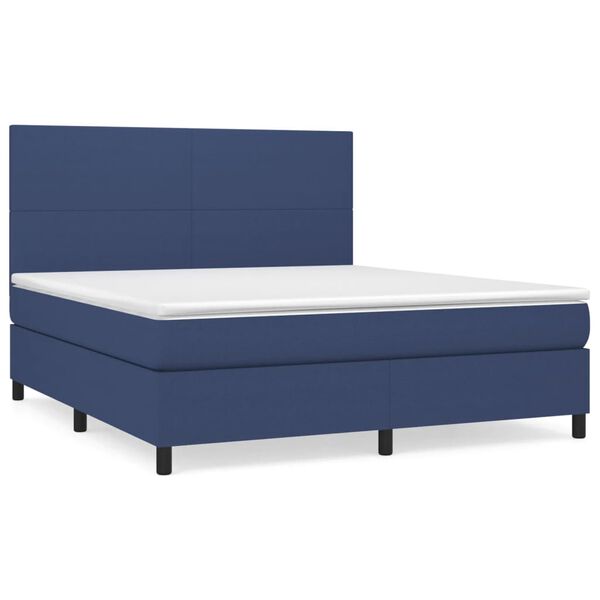 vidaXL Boxspring met matras stof blauw 180x200 cm