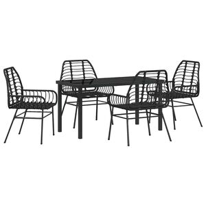 vidaXL Tuin eettafelset 5 pcs Zwart poly rattan