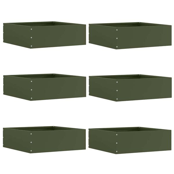 vidaXL Tuinrand 6 pcs Olijf Groen 40 x 40 x 13 cm Staal