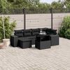 vidaXL 7-delige Loungeset met kussens poly rattan zwart