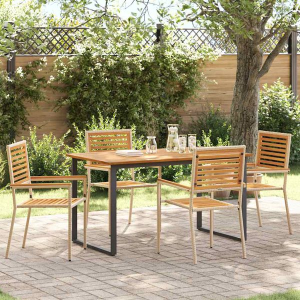 vidaXL Tuin eettafelset 5 pcs Beige Massief Acaciahout