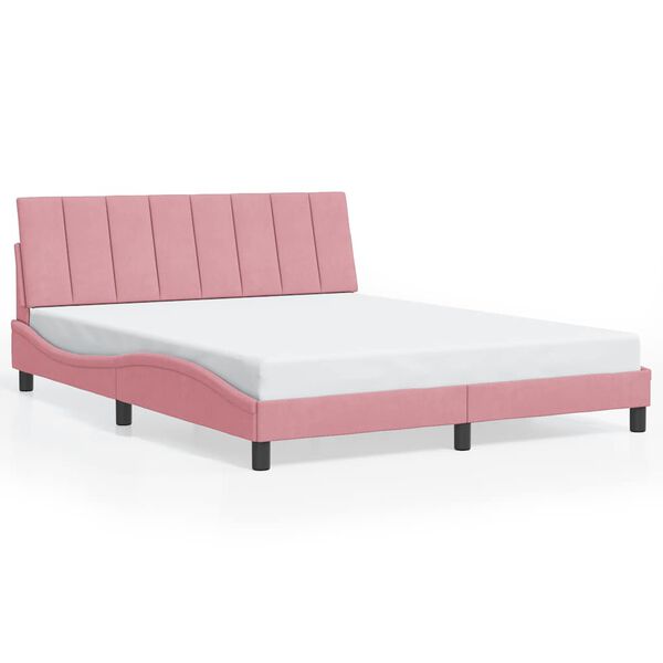 vidaXL Bedframe zonder matras "Hanko" fluweel roze 160x200 cm