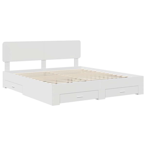 vidaXL Bedframe met hoofdeinde met lade Wit 200 x 200 cm Bewerkt hout