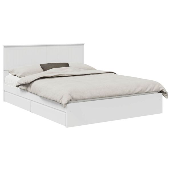 vidaXL Bedframe met lade met hoofdeinde Wit 150 x 200 cm Bewerkt hout