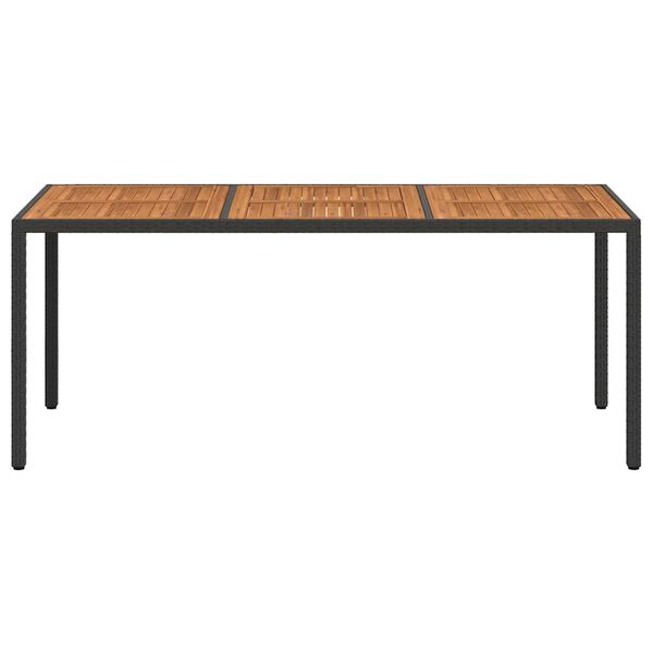 vidaXL Tuintafel 190x90x75 cm poly rattan en acaciahout zwart