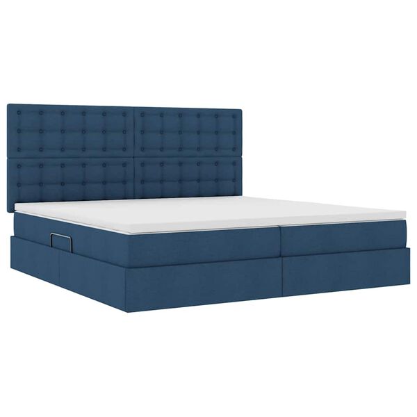 vidaXL Opbergbed met LED met matras Blauw 200 x 200 cm Polyester