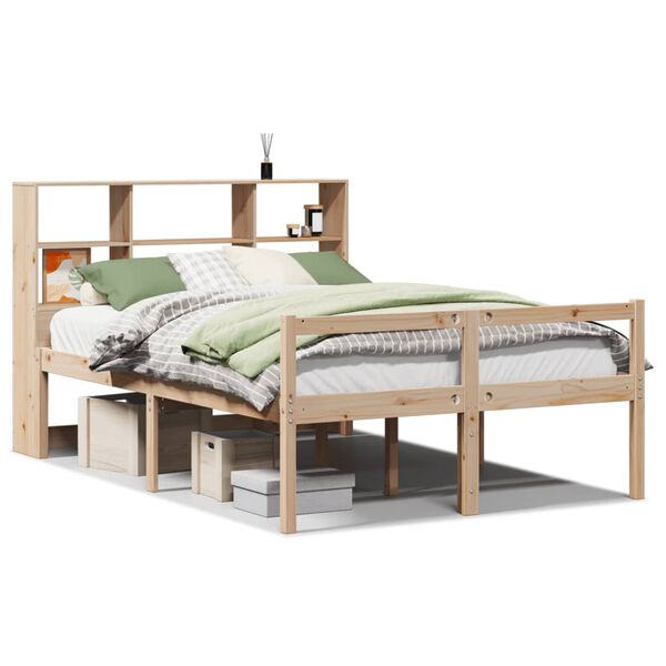 vidaXL Bed met boekenkast zonder matras massief grenenhout 140x190 cm